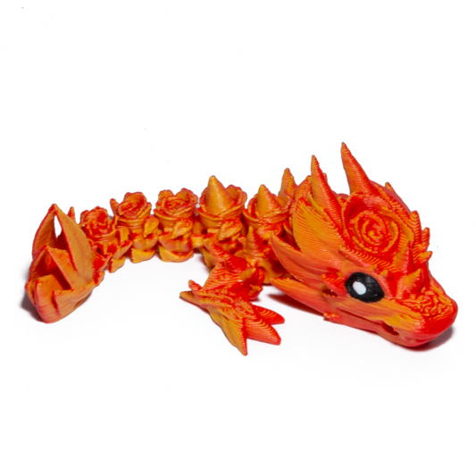 Flower Dragon keychain - Red-Yellow (Matte)